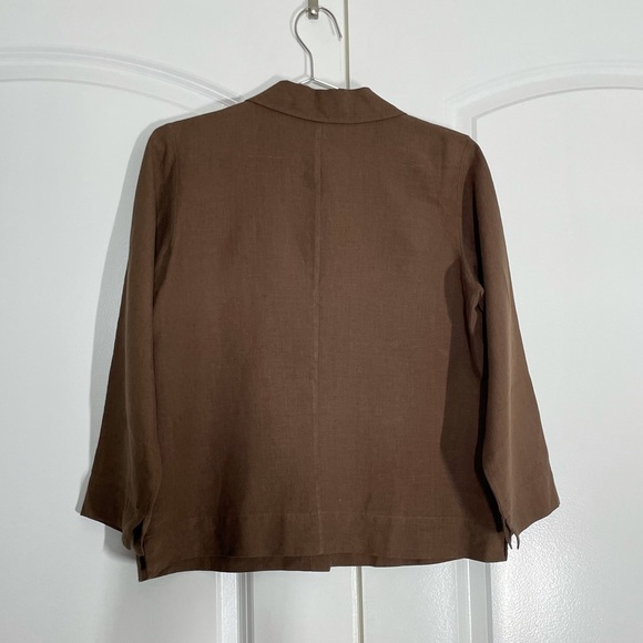 Eileen Fisher 100% Linen Boxy Cropped Brown Shirt size S - Picture 8 of 13